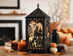 Halloween Lantern Laser Cut File SVG | Haunted House Candle Lantern Digital Download |#U735| VectorPort