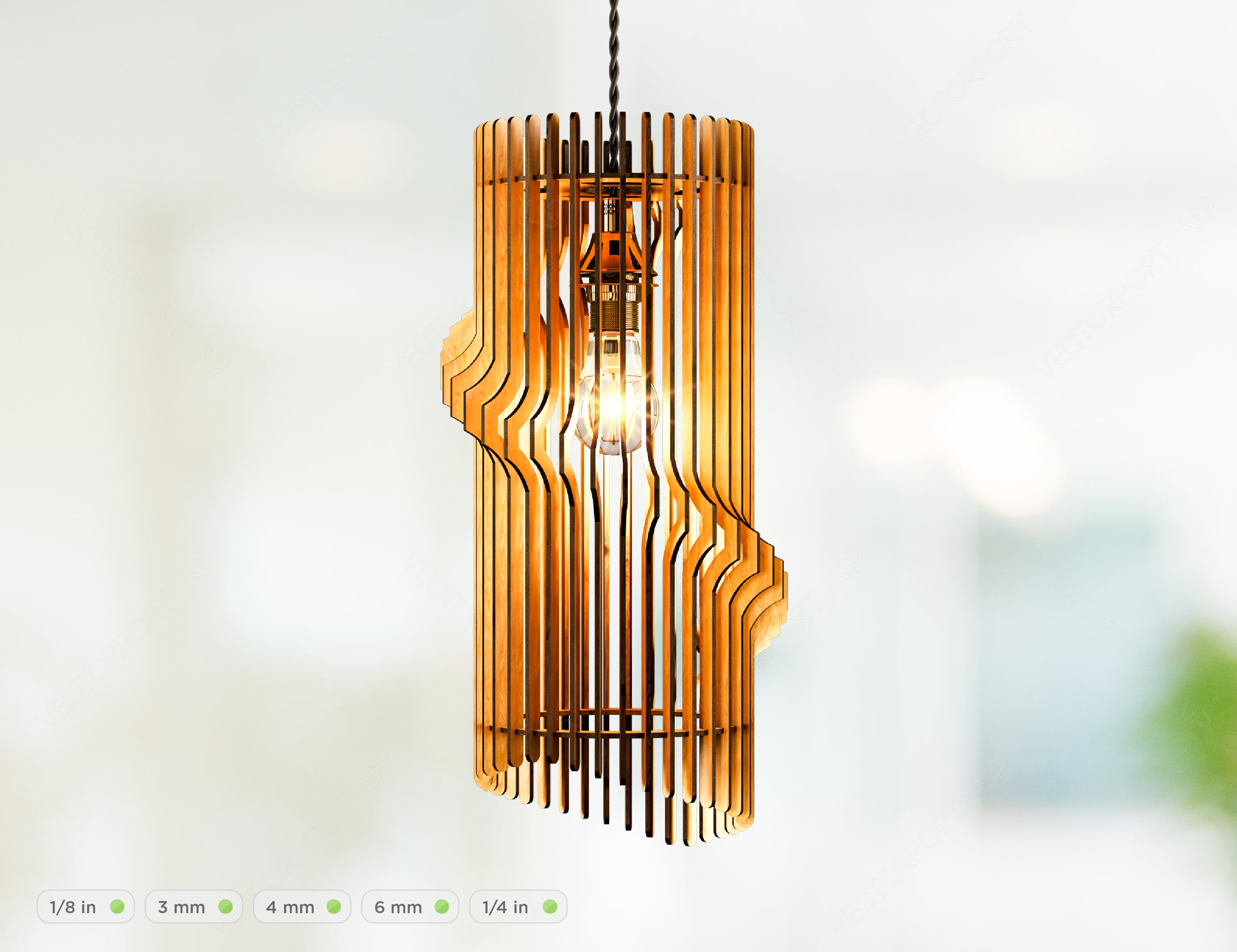 The Angles pendant lamp is perfect harmony of laser-cut wooden rectangles
