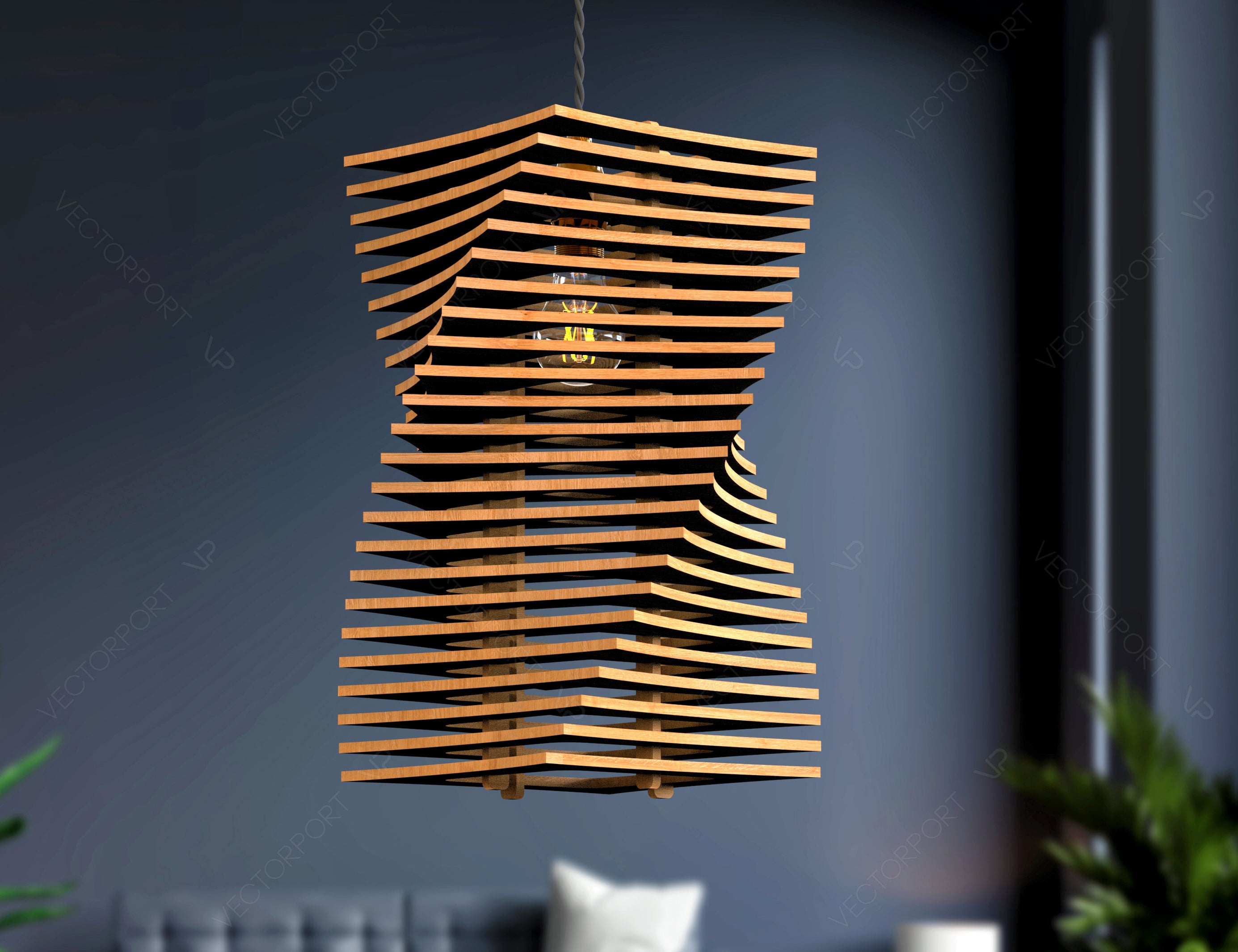 Laser Cut Twisted Lampshade 01 