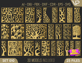 Tree Ornaments for decorative partitions panel screen CNC Laser Cutting File | SVG, DXF, AI |#C010| VectorPort