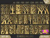 Tree Ornaments for decorative partitions panel screen CNC Laser Cutting File | SVG, DXF, AI |#C012| VectorPort