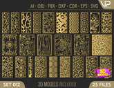 Tree Ornaments for decorative partitions panel screen CNC Laser Cutting File | SVG, DXF, AI |#C013| VectorPort
