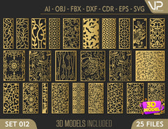 Tree Ornaments for decorative partitions panel screen CNC Laser Cutting File | SVG, DXF, AI |#C013| VectorPort