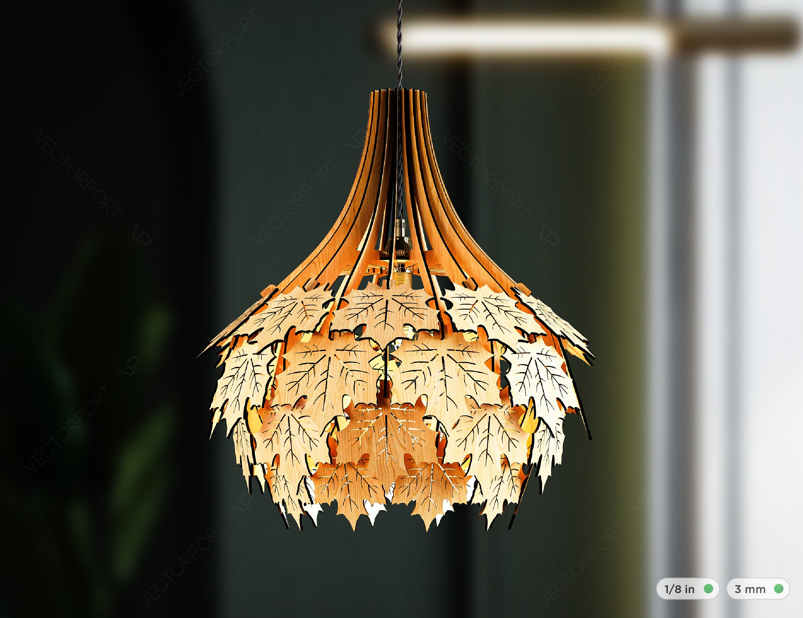 Laser Cutters Template for Wooden Pendant Ceiling Lamp