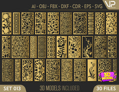 Tree Ornaments for decorative partitions panel screen CNC Laser Cutting File | SVG, DXF, AI |#C014|