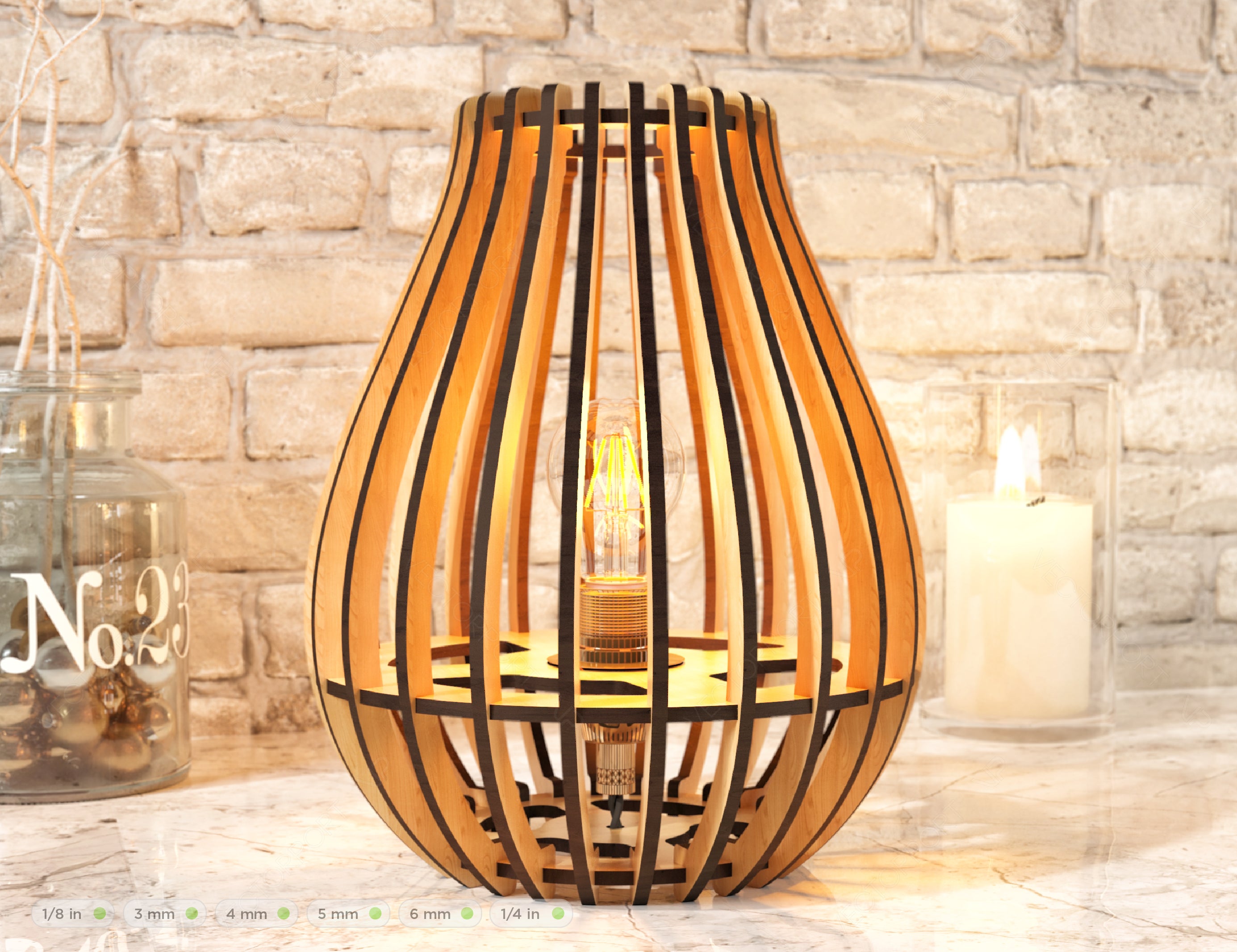 Wooden Lamp Laser Cut desk lamp lampshade 12 | 3D model