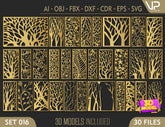 Tree Ornaments for decorative partitions panel screen CNC Laser Cutting File | SVG, DXF, AI |#C016| VectorPort