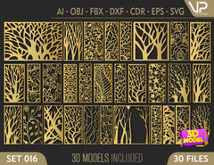 Tree Ornaments for decorative partitions panel screen CNC Laser Cutting File | SVG, DXF, AI |#C016|