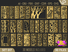 Tree Ornaments for decorative partitions panel screen CNC Laser Cutting File | SVG, DXF, AI |#C017|