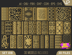 Tree Ornaments for decorative partitions panel screen CNC Laser Cutting File | SVG, DXF, AI |#C018| VectorPort