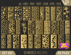 Ornaments for decorative partitions panel screen CNC Laser Cutting File | SVG, DXF, AI |#C021| VectorPort