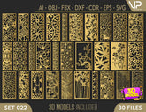 Ornaments for decorative partitions panel screen CNC Laser Cutting File | SVG, DXF, AI |#C022| VectorPort