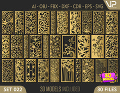 Ornaments for decorative partitions panel screen CNC Laser Cutting File | SVG, DXF, AI |#C022|