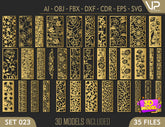 Ornaments for decorative partitions panel screen CNC Laser Cutting File | SVG, DXF, AI |#C023|