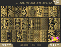 Abstract Pattern Panel Templates CNC Laser Cutting File | SVG, DXF, AI |#C026| VectorPort