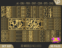 Abstract Pattern Panel Templates CNC Laser Cutting File | SVG, DXF, AI |#C027| VectorPort