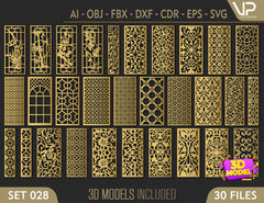 Abstract Pattern Panel Templates CNC Laser Cutting File | SVG, DXF, AI |#C028| VectorPort