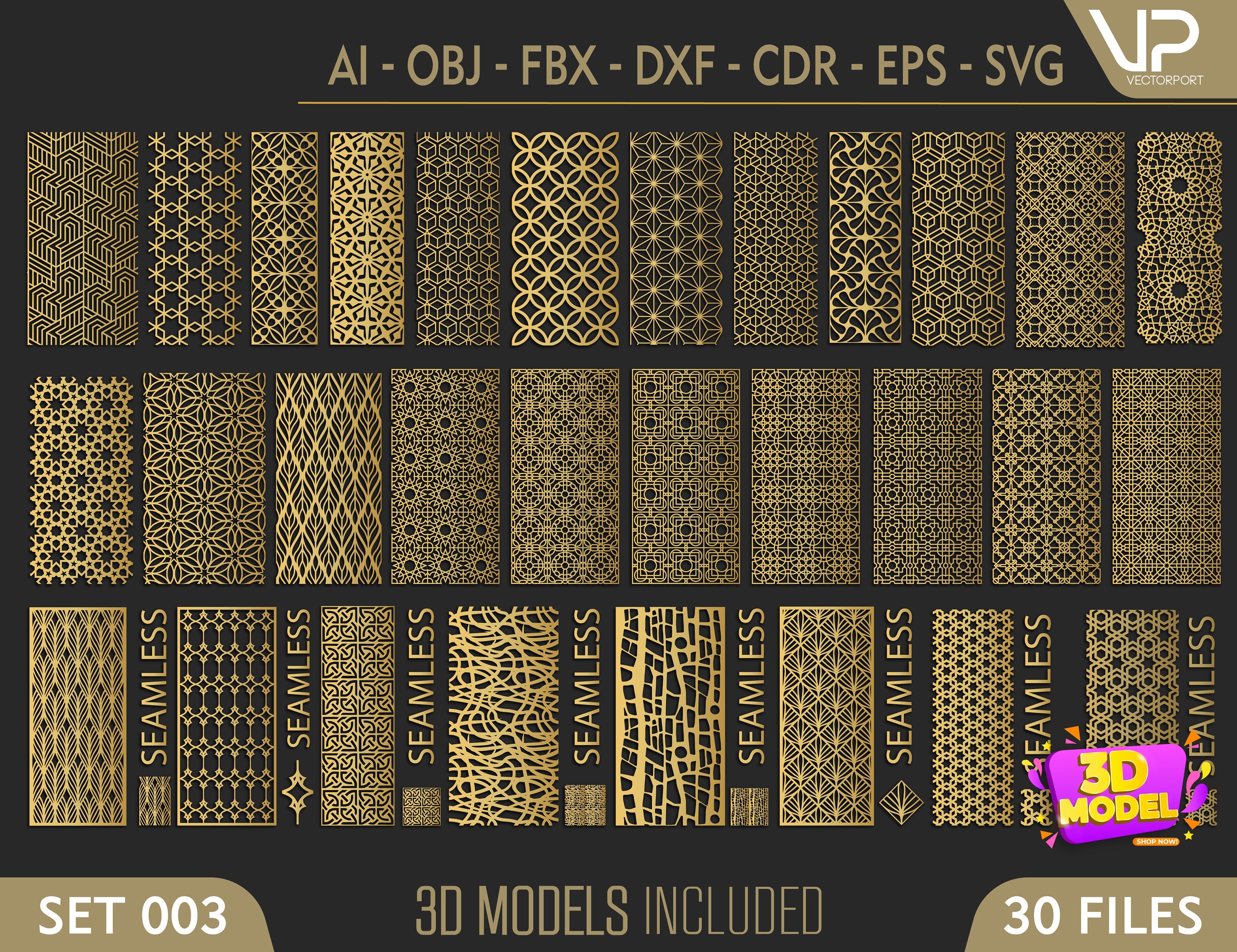 Ornaments for decorative partitions panel screen CNC Laser Cutting File | SVG, DXF, AI |#C003| VectorPort