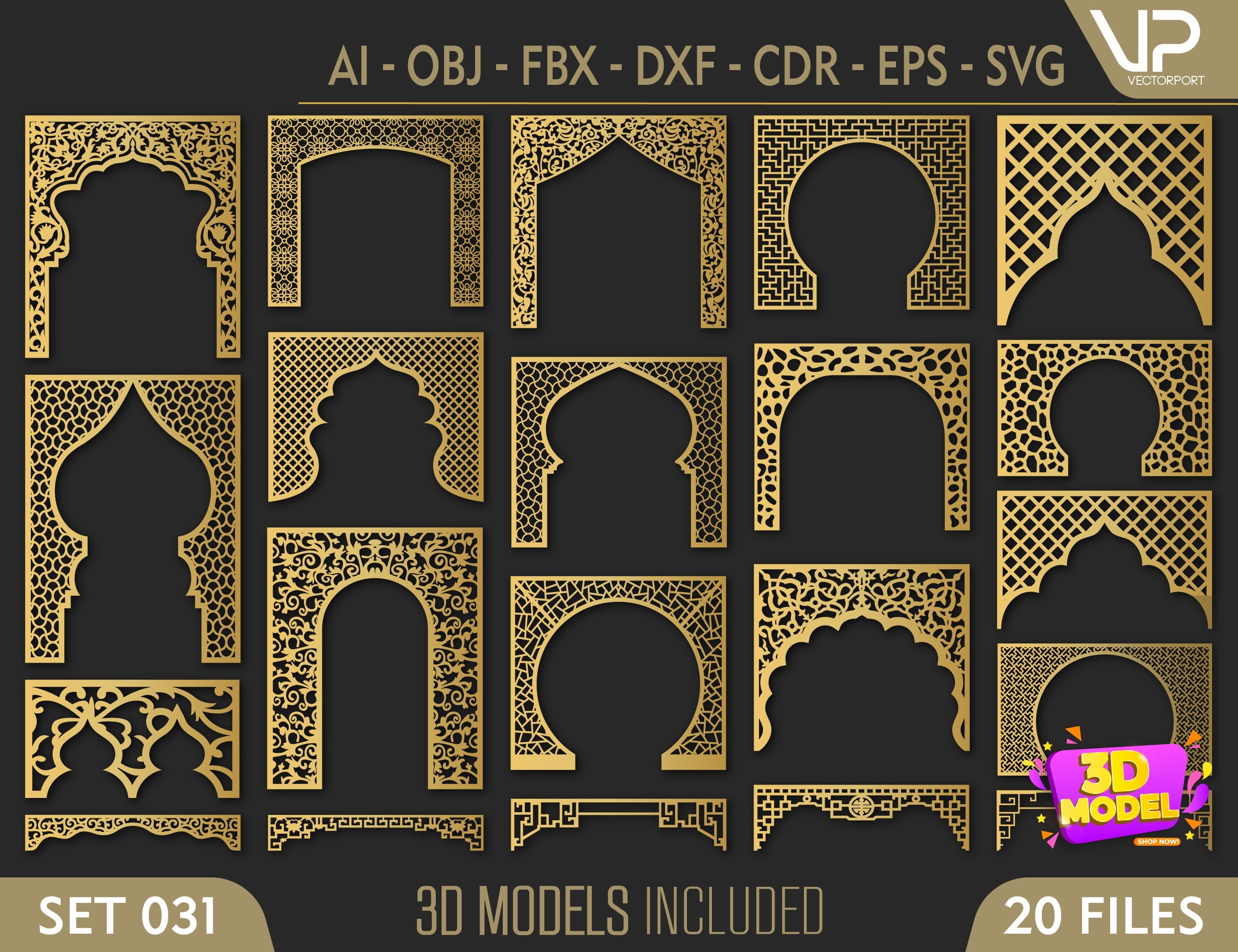 Abstract Pattern Panel Templates CNC Laser Cutting File | SVG, DXF, AI |#C031| VectorPort