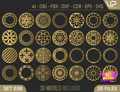 Round Abstract Pattern Panel Templates CNC Laser Cutting File | SVG, DXF, AI |#C038| VectorPort