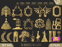 Decorative Abstract Pattern Panel Templates SVG CNC Laser Cutting File | SVG, DXF, AI |#C042|