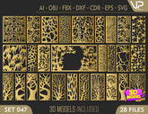 Decorative Tree Pattern Panel Templates SVG CNC Laser Cutting File | SVG, DXF, AI |#C047| VectorPort