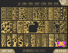 Decorative Tree Pattern Panel Templates SVG CNC Laser Cutting File | SVG, DXF, AI |#C047|