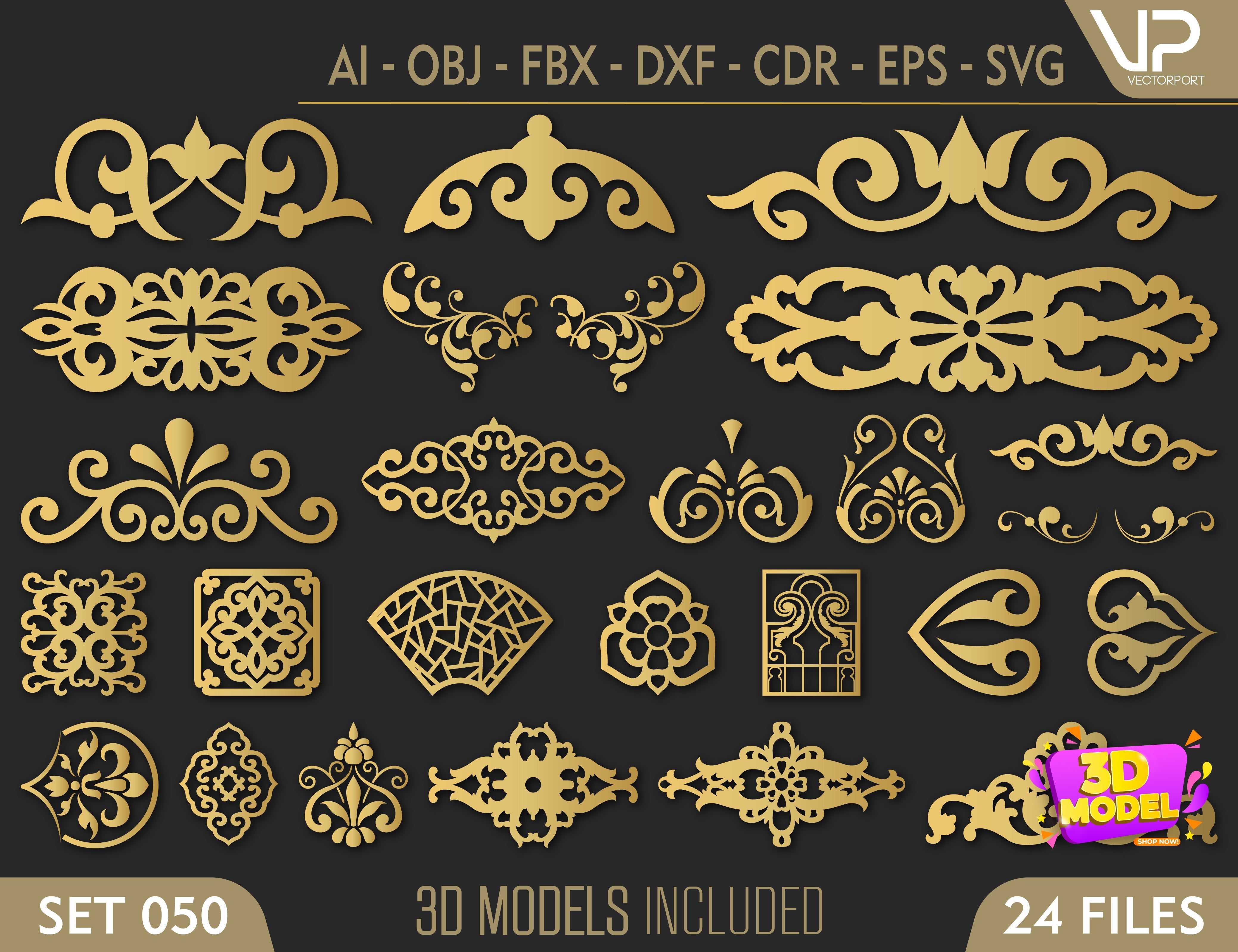 Decorative Corner Pattern Panel Templates SVG CNC Laser Cutting File | SVG, DXF, AI |#C050| VectorPort