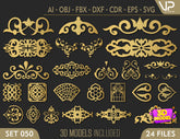 Decorative Corner Pattern Panel Templates SVG CNC Laser Cutting File | SVG, DXF, AI |#C050|