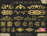 Decorative Corner Pattern Panel Templates SVG CNC Laser Cutting File | SVG, DXF, AI |#C050| VectorPort