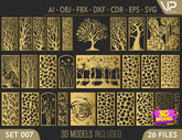 Tree Ornaments for decorative partitions panel screen CNC Laser Cutting File | SVG, DXF, AI |#C007| VectorPort