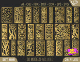 Tree Ornaments for decorative partitions panel screen CNC Laser Cutting File | SVG, DXF, AI |#C008| VectorPort