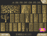 Tree Ornaments for decorative partitions panel screen CNC Laser Cutting File | SVG, DXF, AI |#C001| VectorPort