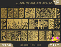 Tree Ornaments for decorative partitions panel screen CNC Laser Cutting File | SVG, DXF, AI |#C002|
