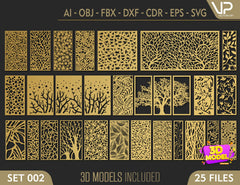 Tree Ornaments for decorative partitions panel screen CNC Laser Cutting File | SVG, DXF, AI |#C002| VectorPort