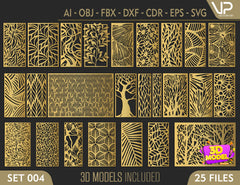 Tree Ornaments for decorative partitions panel screen CNC Laser Cutting File | SVG, DXF, AI |#C004|