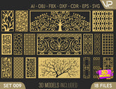Tree Ornaments for decorative partitions panel screen CNC Laser Cutting File | SVG, DXF, AI |#C009| VectorPort