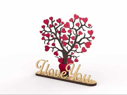 I Love You Heart Tree Wooden DIY | SVG, DXF, AI |#009|
