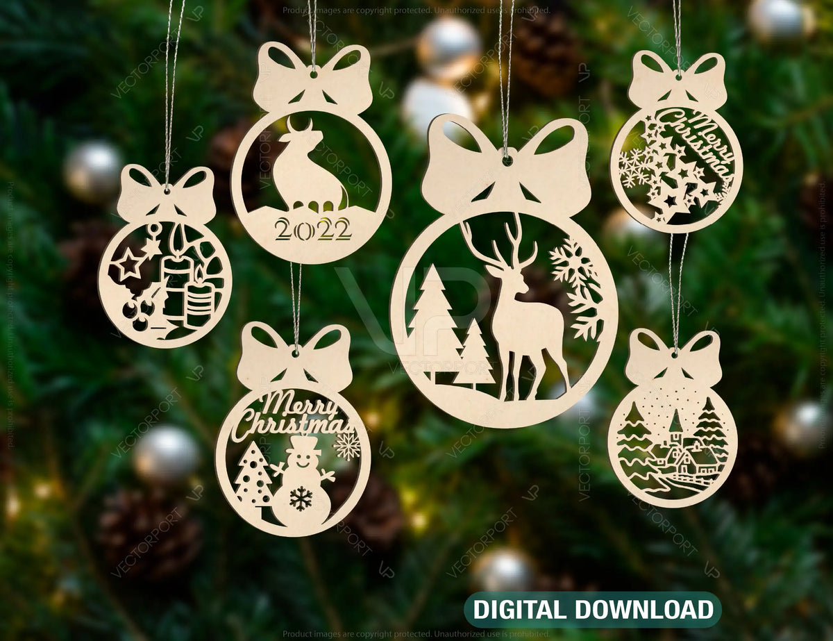 Christmas balls Tree Decorations  | SVG, DXF, AI |#001|