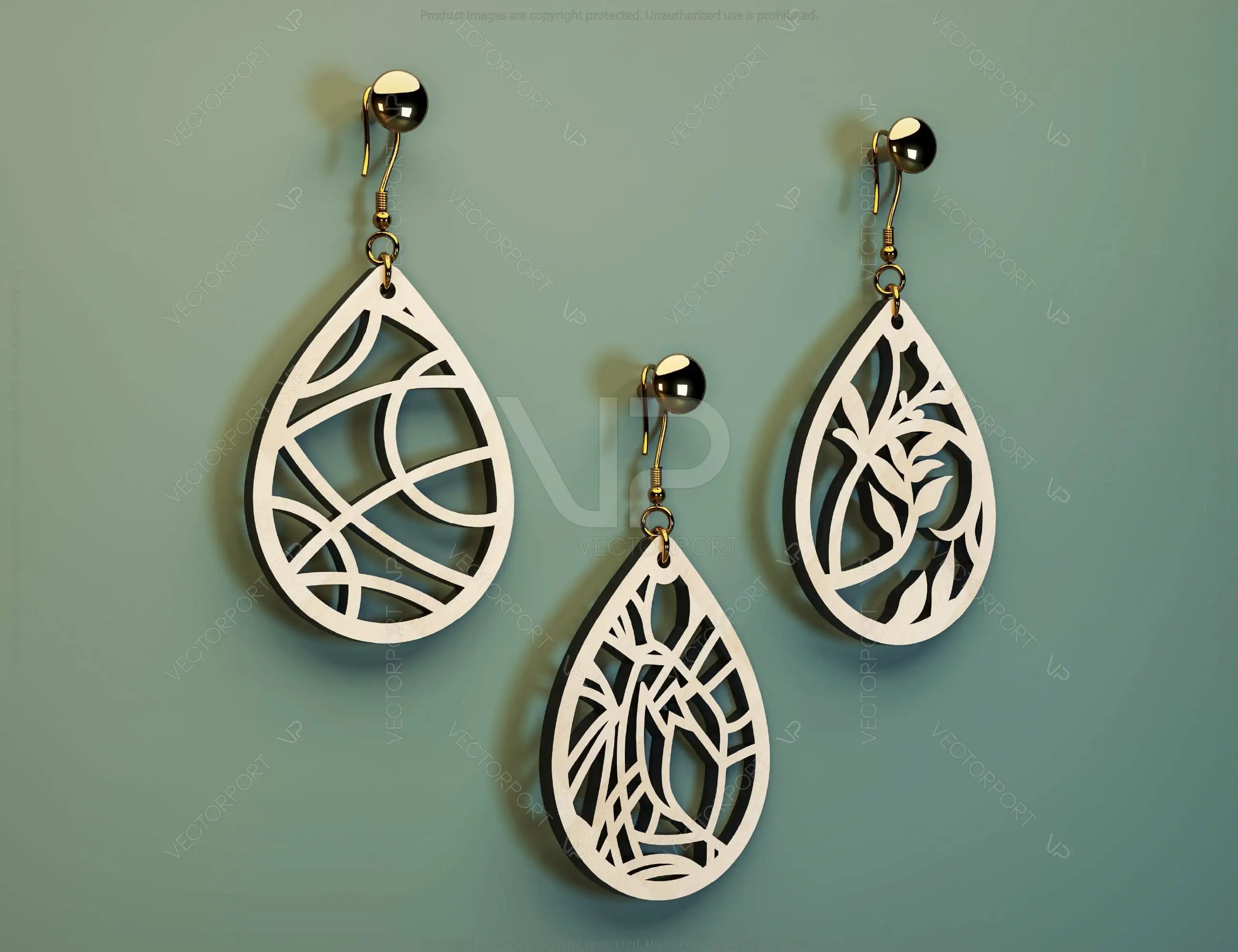 Floral Earrings bundle Laser Cut SVG dxf tear drop templates for Women Jewelry Wooden Glowforge Pendants |#U001|