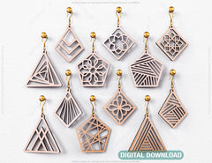 Geometric shapes Earrings Leaf Earrings SVG Earring Template Silhouette Cut Files, Cricut Cut Files |#U003|