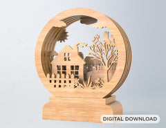 Wood Decorative Doll house Plywood DIY | SVG, DXF, AI |#004|