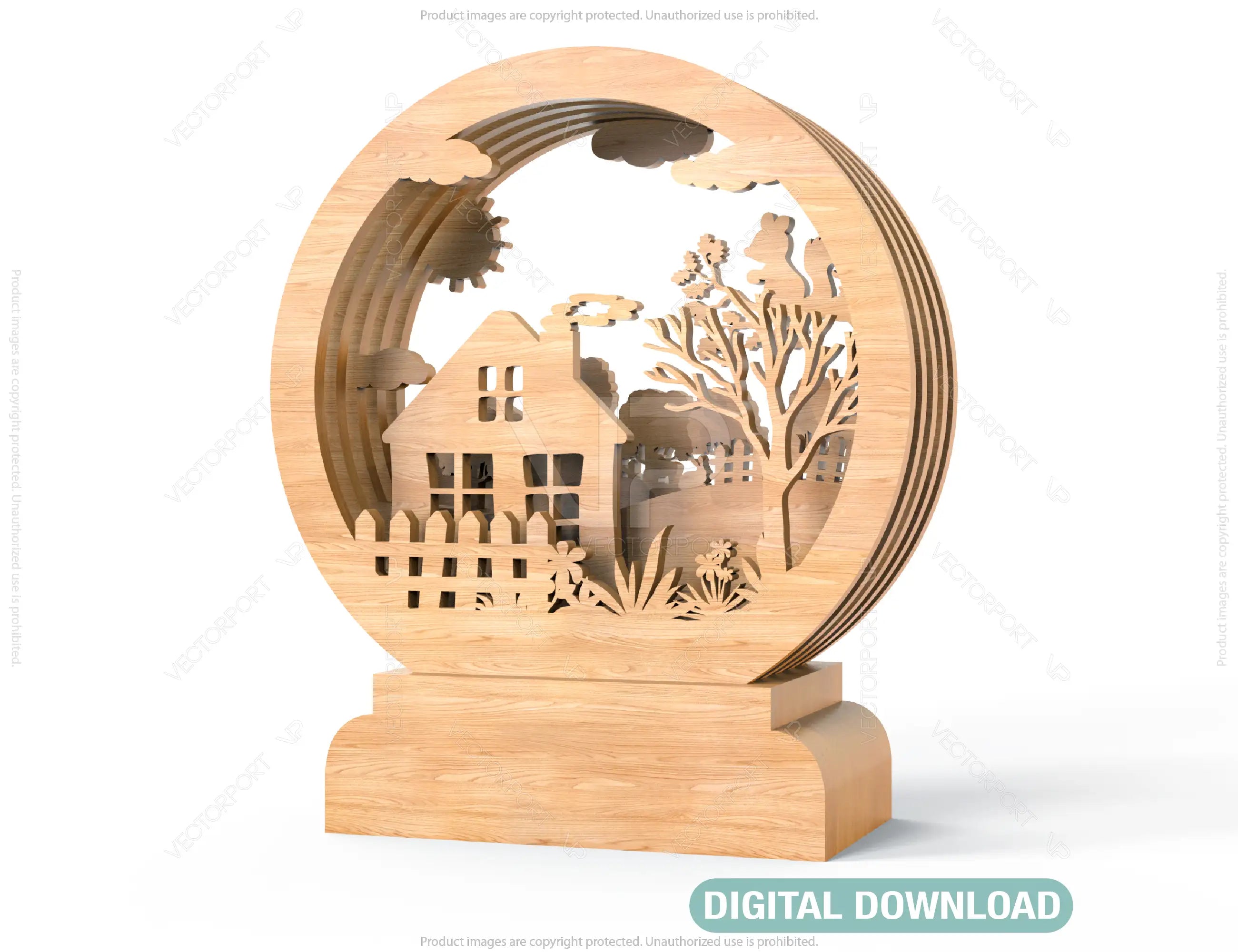 Wood Decorative Doll house Plywood DIY | SVG, DXF, AI |#004|