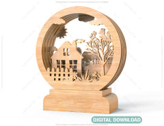 Wood Decorative Doll house Plywood DIY | SVG, DXF, AI |#004|