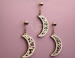 Crescent Geometric Earrings Leaf Earrings SVG Earring Template Silhouette Cut Files, Cricut Cut Files |#U004|