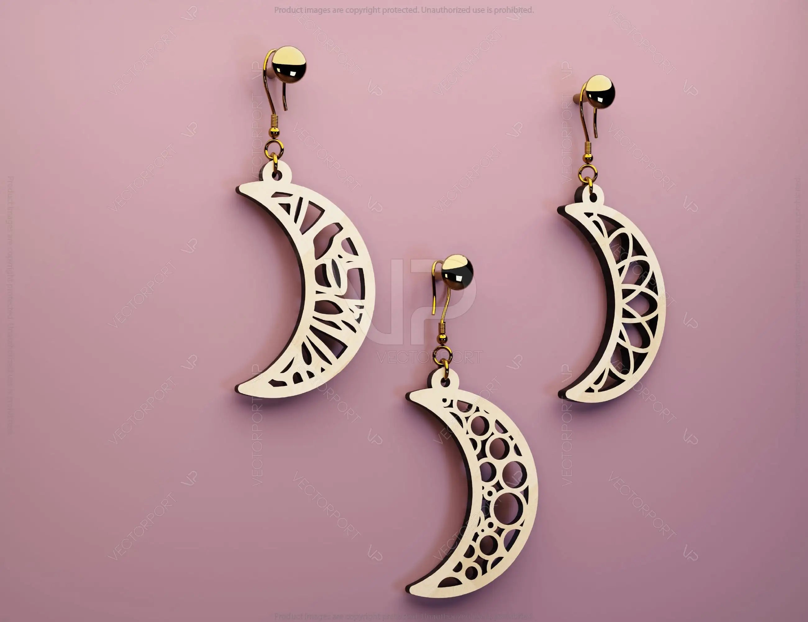 Crescent Geometric Earrings Leaf Earrings SVG Earring Template Silhouette Cut Files, Cricut Cut Files |#U004|