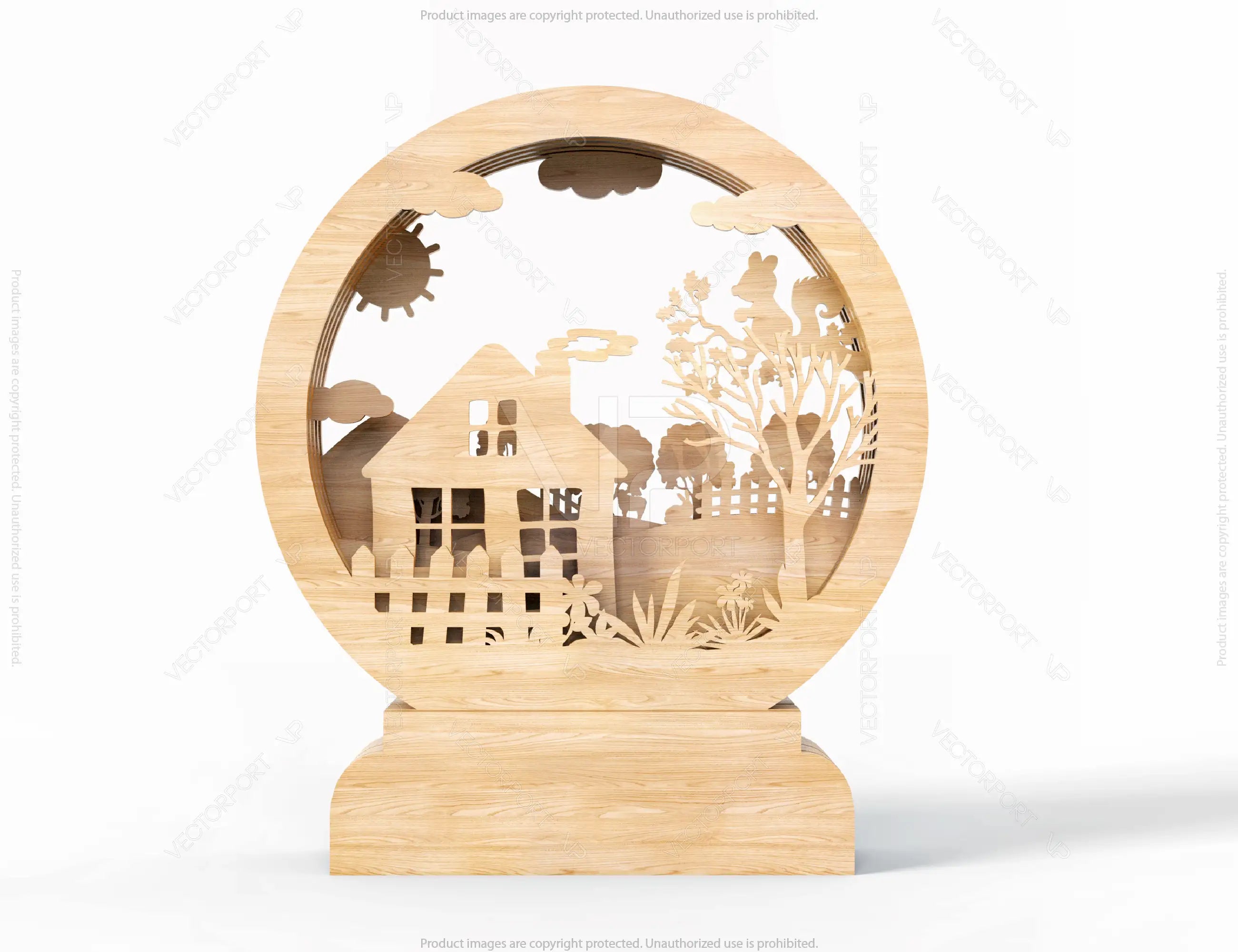 Wood Decorative Doll house Plywood DIY | SVG, DXF, AI |#004|