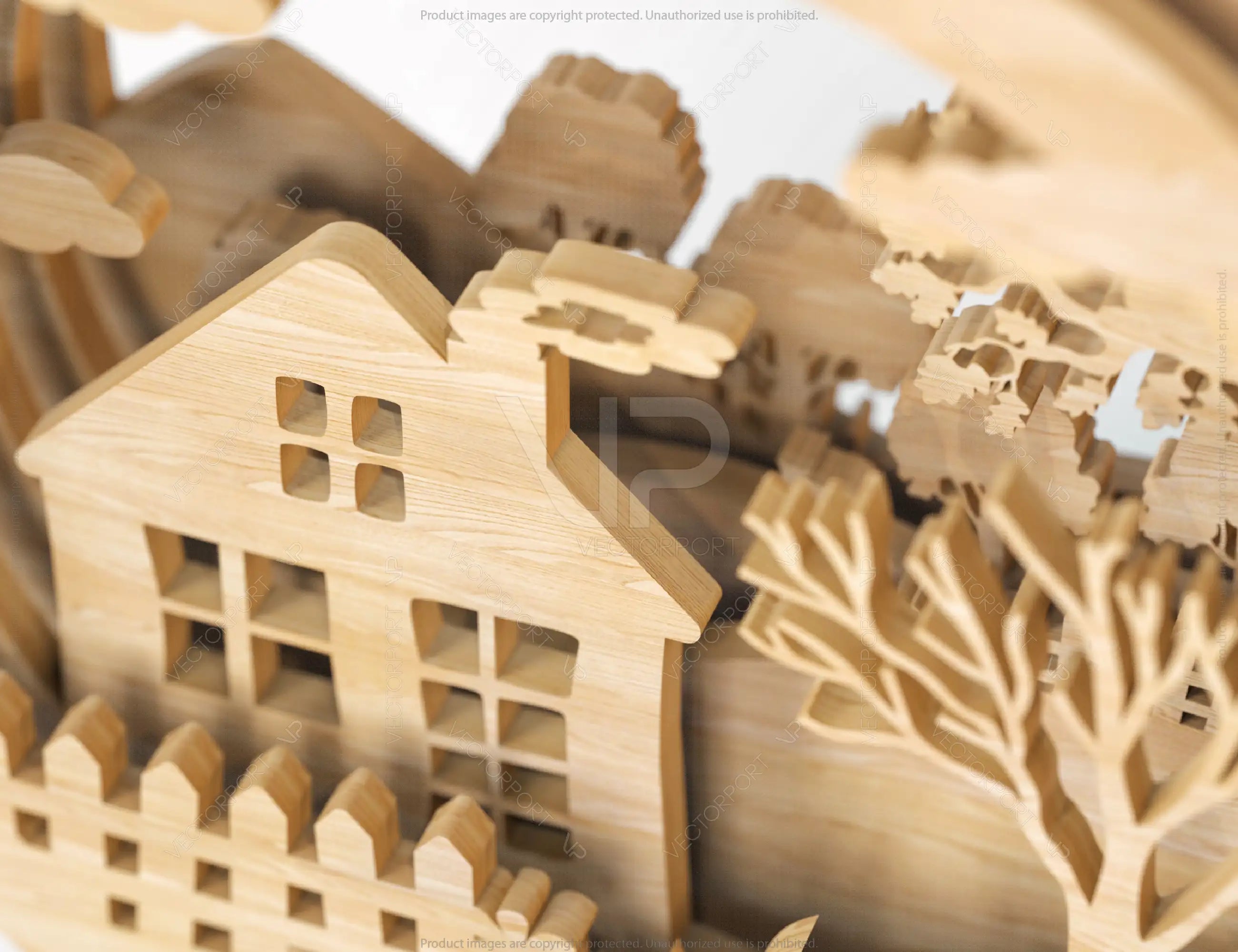 Wood Decorative Doll house Plywood DIY | SVG, DXF, AI |#004|