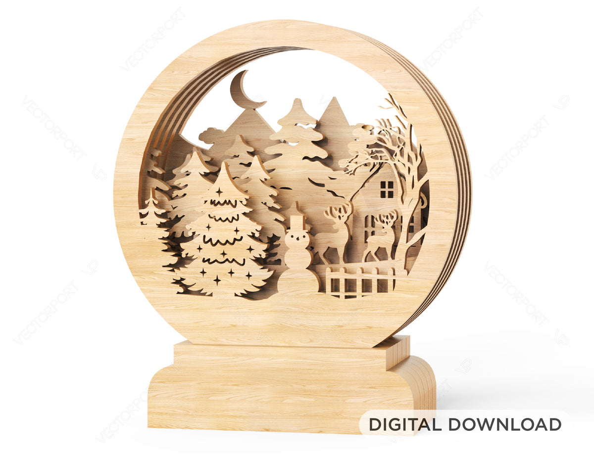 New Year Wooden House DIY | SVG, DXF, AI |#005|
