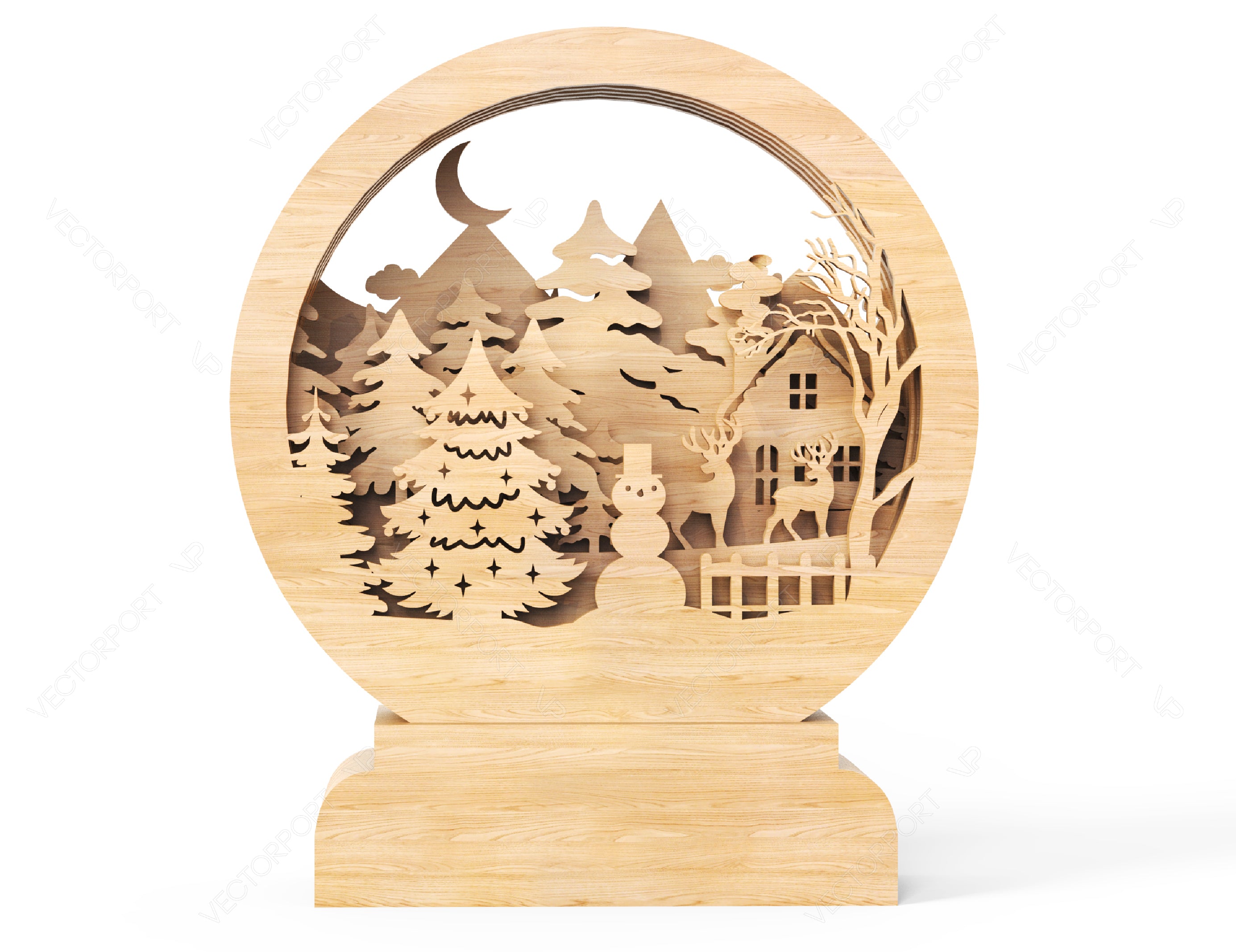 New Year Wooden House DIY | SVG, DXF, AI |#005|